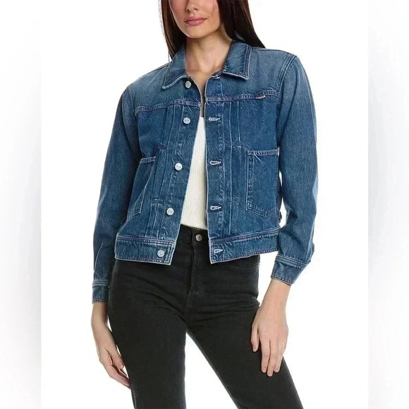 NWOT MOTHER Shrunken Daybreak Drifter Denim Jacket Embroidered Size Medium - Picture 4 of 16